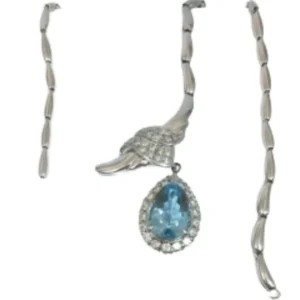 Pt850/Pt900 アクアマリン・ダイヤモンド ペンダントトップ 5.46 ct 0.82 ct
