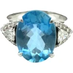 Pt･Pm900 アクアマリン・ダイヤモンド リング 4.68・D0.418ct