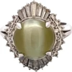 Pt･Pm900 クリソベリルキャッツアイ・ダイヤモンド リング 5.27 ct