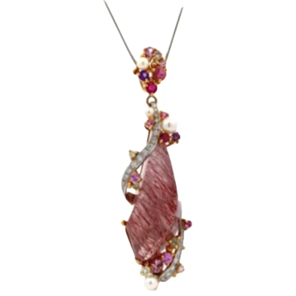 K18/K18WG クォーツ・多色石 ネックレス/ネックレストップ 39 ct 0.57 ct