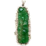 Pt/Pm 翡翠・ダイヤモンド ブローチ 0.80ct