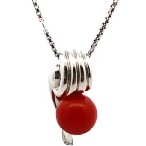Pt850Pt900 サンゴ・ダイヤモンド ネックレスペンダントトップ 0.06ct