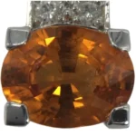 Pt850Pt900 スペサルティンガーネット・ダイヤモンド ネックレストップ 2.51 ct 0.11 ct