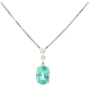 Pt850Pt900 モザンビーク産パライバトルマリン・ダイヤモンド ネックレスペンダントトップ 4.14・0.2ct