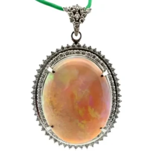 Pt･Pm900 オパール・ダイヤモンド ネックレスペンダントトップ 21.43・1.62ct
