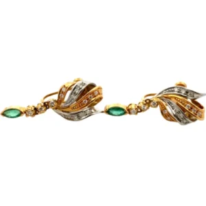 Pt900/K18 エメラルド・ダイヤモンド ピアス/イヤリング E0.45・0.34ct