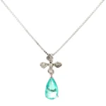 K18WG モザンビーク産パライバトルマリン・ダイヤモンド ネックレス/ペンダントトップ 0.9・0.02ct