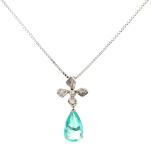 K18WG モザンビーク産パライバトルマリン・ダイヤモンド ネックレスペンダントトップ 0.9・0.02ct