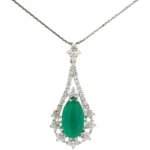 K18WG コロンビア産エメラルド・ダイヤモンド ネックレス/ペンダントトップ 5.28・D1.2ct