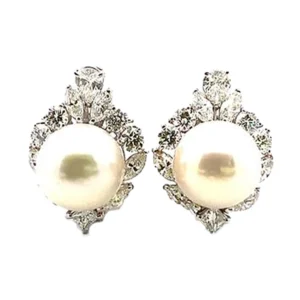 Pt･Pm950 パール・ダイヤモンド ピアス/イヤリング 2.06・2.06ct
