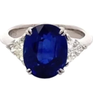 Pt･Pm900 スリランカ産ブルーサファイア・ダイヤモンドリング 6.97 ct D0.75 ct