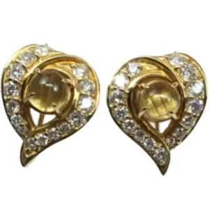 K18 ルチレイテッドクオーツ・ダイヤモンド ピアスイヤリング 1.480・1.320 ct