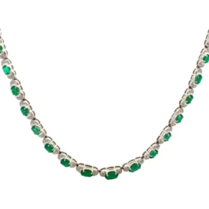 K18WG エメラルド・ダイヤモンド ネックレス E9.00・D1.15ct