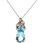 K18WG アクアマリン・ダイヤモンド ネックレス/ペンダントトップ 6.297・0.1ct