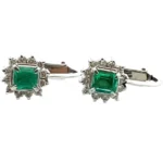 Pt900/K14WG エメラルド・ダイヤモンド ピアス/イヤリング 0.33・0.32・0.24・0.24ct