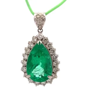Pt･Pm900 コロンビア産エメラルド・ダイヤモンド ネックレスペンダントトップ 6.71・D1.14ct