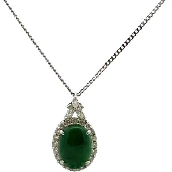 Pt900/Pt850 翡翠・ダイヤモンド ネックレス/ペンダントトップ 0.85ct