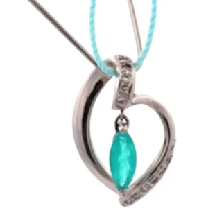 Pt･Pm900 パライバトルマリン・ダイヤモンド ネックレスペンダントトップ 0.52 ct D0.08 ct