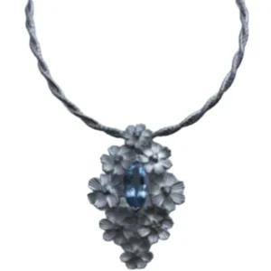 K18WG アクアマリン・ダイヤモンド ネックレスペンダントトップ 1.81 ct 0.17 ct