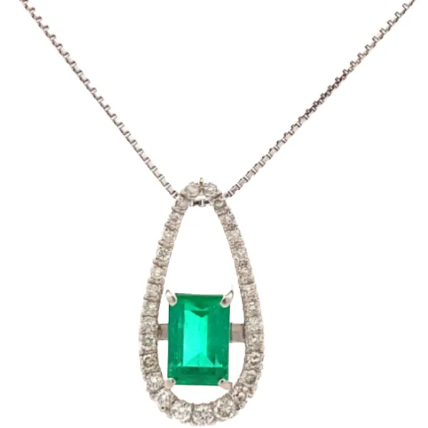 Pt900/Pt850 コロンビア産エメラルド・ダイヤモンド ネックレス/ペンダントトップ 2.319・0.53ct