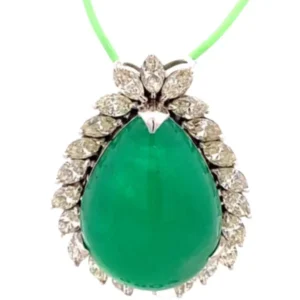 Pt･Pm900 コロンビア産エメラルド・ダイヤモンド ネックレスペンダントトップ 32.15・D4.18ct