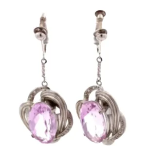 Pt900Pt850 クンツァイト・ダイヤモンド ピアスイヤリング 12.90・13.59 ct 0.043・0.046 ct