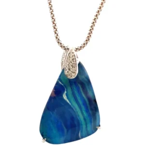K18WG ボルダーオパール・ダイヤモンド ネックレスペンダントトップ 23.94・D0.22ct