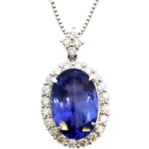 Pt900K18WG タンザナイト・ダイヤモンド ネックレスペンダントトップ 7.39・0.92ct