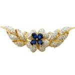 K18 サファイア・ダイヤモンド ブローチ S1.21・D1.20ct