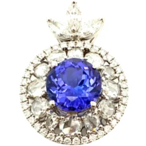 K18WG タンザナイト・ダイヤモンド ネックレスペンダントトップ 3.157・1.737ct