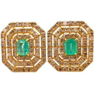 K18 エメラルド・ダイヤモンド ピアスイヤリング 0.65・0.65・D1.17・D1.17ct