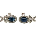 K18WG/K14WG サファイア・ダイヤモンド ピアス/イヤリング S1.27・D0.28・S1.27・D0.28ct