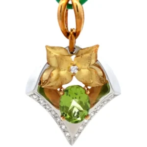 Pt900K18 ペリドット・ダイヤモンド ネックレスペンダントトップ 1.58・D0.23ct