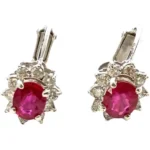 Pt･Pm900 ルビー・ダイヤモンド ピアス/イヤリング 0.68・0.28・0.68・0.28ct