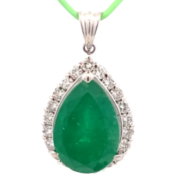 Pt･Pm900 コロンビア産エメラルド・ダイヤモンド ネックレス/ペンダントトップ 9.54・D1.12ct