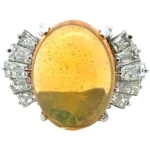 Pt･Pm900 ファイヤーオパール・ダイヤモンド リング 7.12・1.42ct