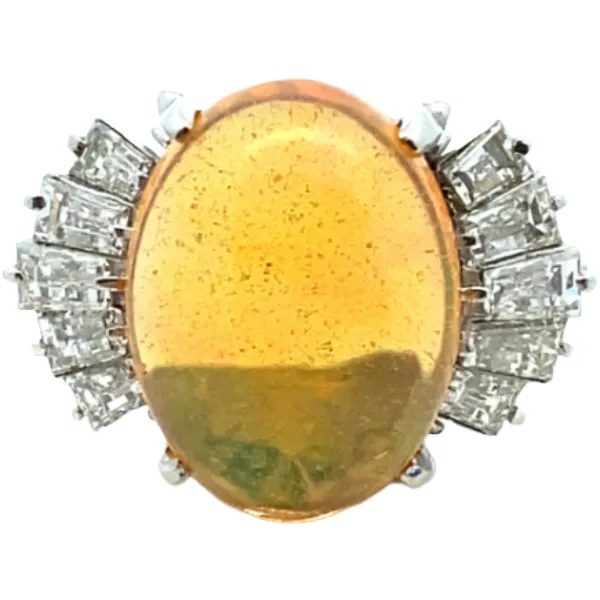 Pt･Pm900 ファイヤーオパール・ダイヤモンド リング 7.12・1.42ct