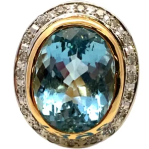 Pt900K18 アクアマリン・ダイヤモンド リング 8.35・0.2ct
