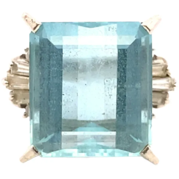 Pt･Pm900 アクアマリン・ダイヤモンド リング 13.1・D0.27ct