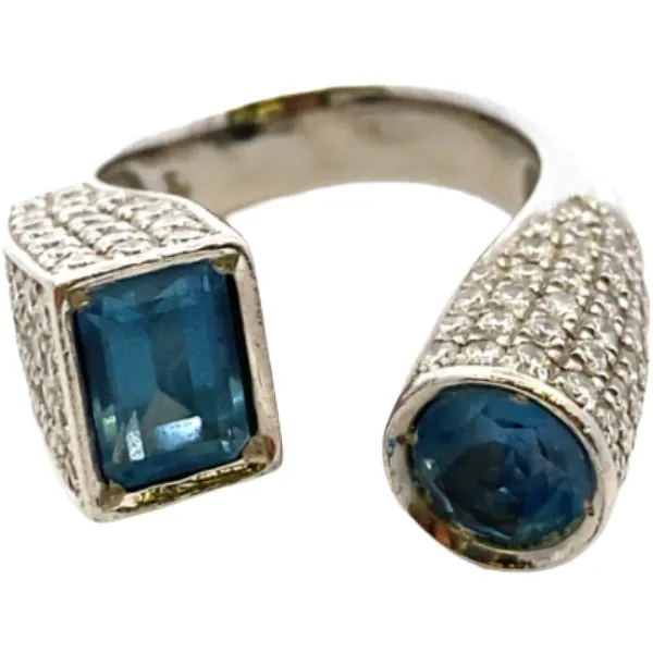 Pt･Pm900 アクアマリン・ダイヤモンド リング D1.8ct