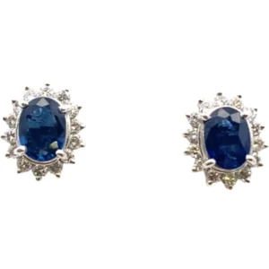 Pt･Pm900 サファイア・ダイヤモンド ピアスイヤリング 0.99・0.28・0.98・0.28ct