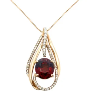 K18 ガーネット・ダイヤモンド ネックレスペンダントトップ 6.42・0.43ct