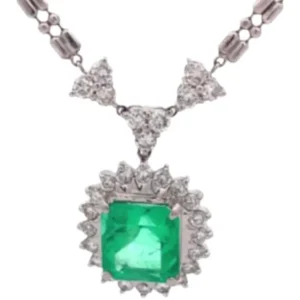 Pt850Pt900 コロンビア産エメラルド・ダイヤモンド ネックレスペンダントトップ E3.66 ct D1.18 ct