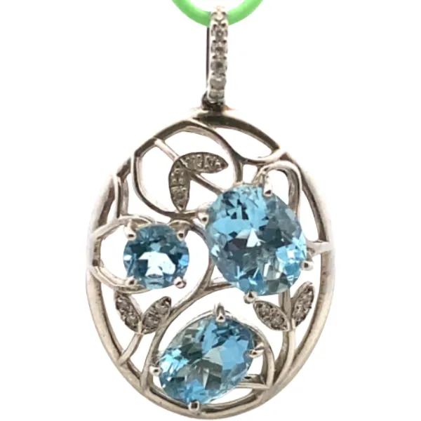 Pt･Pm900 アクアマリン・ダイヤモンド ネックレス/ペンダントトップ 3.1・D0.1ct