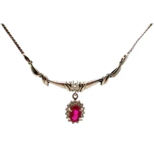 Pt･Pm850 ルビー・ダイヤモンド ネックレスペンダントトップ 1.09・0.187・0.12ct