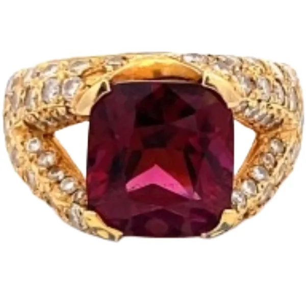 K18 ガーネット・ダイヤモンド リング 7.89 ct 1.7 ct