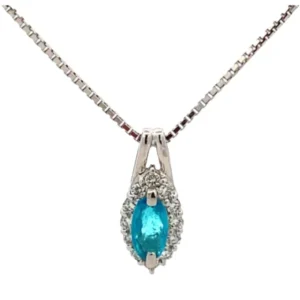 Pt850Pt900 ブラジル産パライバトルマリン・ダイヤモンド ネックレスペンダントトップ 0.26・D0.16ct