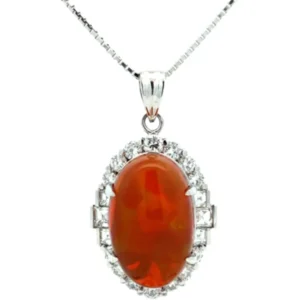Pt950Pt850 ファイヤーオパール・ダイヤモンド ネックレスペンダントトップ 13.93・D2.20ct