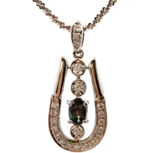 K18/K18WG アレキサンドライト・ダイヤモンド ネックレス/ペンダントトップ 0.32・D0.21ct