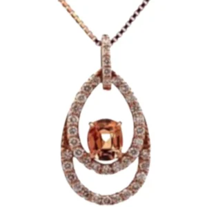 K18 パパラチアサファイア・ダイヤモンド ネックレスネックレストップ 0.5 ct 0.28 ct